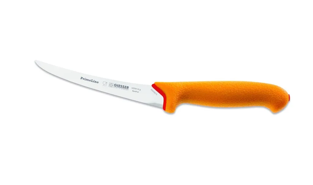 Giesser Messer Ausbeinmesser Fleischmesser PrimeLine Klinge gebogen Griff geschlossen - 15 cm, Flexibel, Gelb